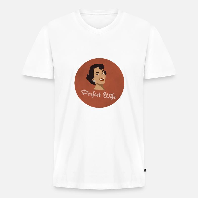 Die perfekte Ehefrau - Männer Premium Bio T-Shirt mit V-Ausschnitt - Weiß