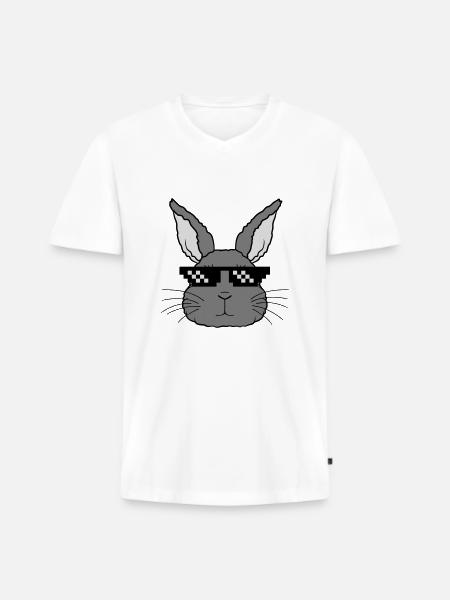 Hase deal with it - Men's Premium Organic T-shirt with V-neck - white