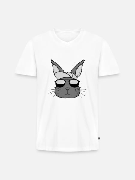 Capy Sunglasses Rabbit Cool - Men's Premium Organic T-shirt with V-neck - white