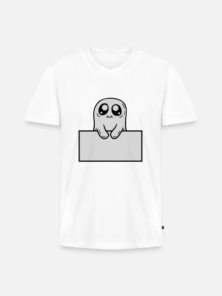 Ghost Shows Shield Cartoon - Men's Premium Organic T-shirt with V-neck - white