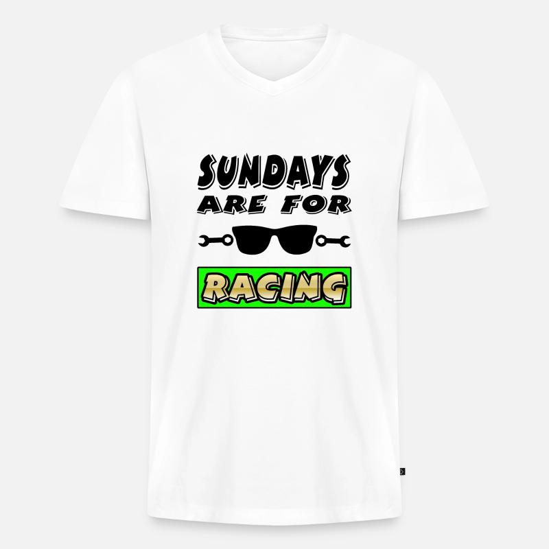 Auto - Männer Premium Bio T-Shirt mit V-Ausschnitt - Weiß