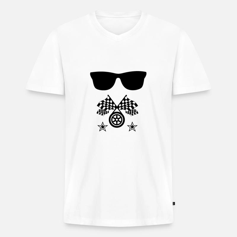 Auto - Männer Premium Bio T-Shirt mit V-Ausschnitt - Weiß