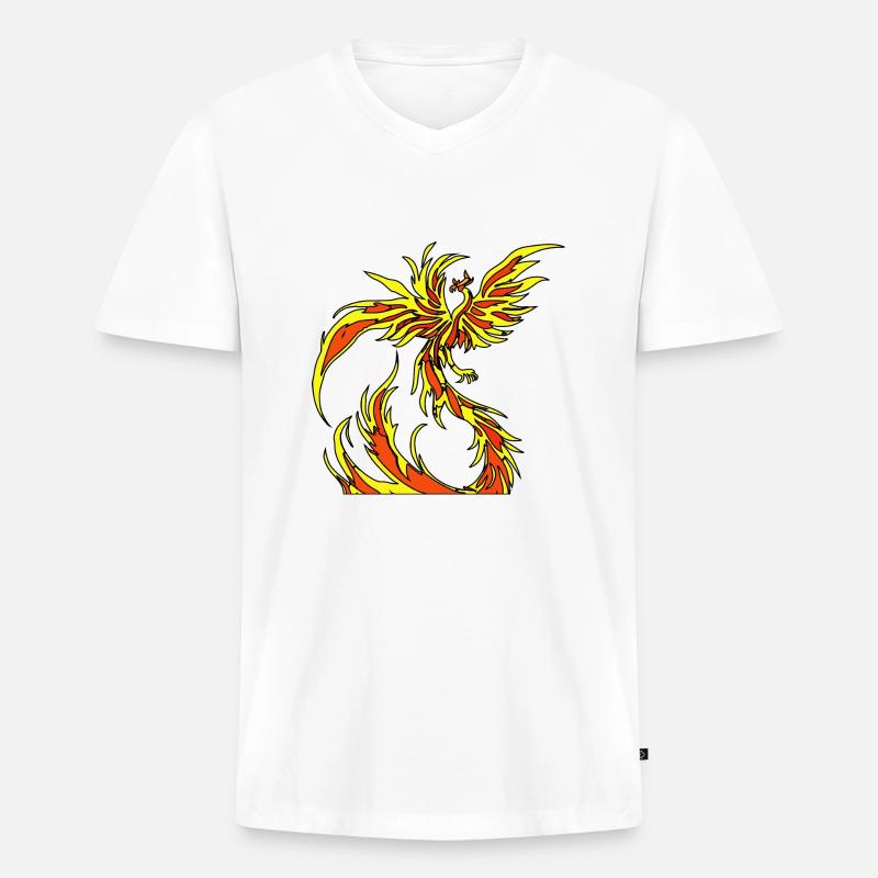Illustration eines Phönix, Vektorstil - Männer Premium Bio T-Shirt mit V-Ausschnitt - Weiß