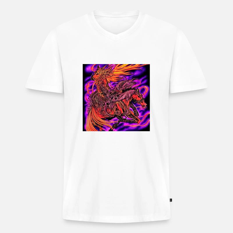 Abstrakte Darstellung eines Pferdes - Männer Premium Bio T-Shirt mit V-Ausschnitt - Weiß