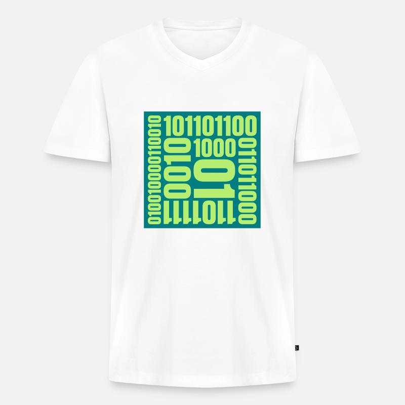 Binary Code Program Language - Men's Premium Organic T-shirt with V-neck - white