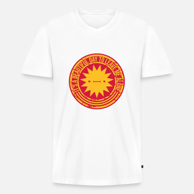 leave me alone day - Männer Premium Bio T-Shirt mit V-Ausschnitt - Weiß
