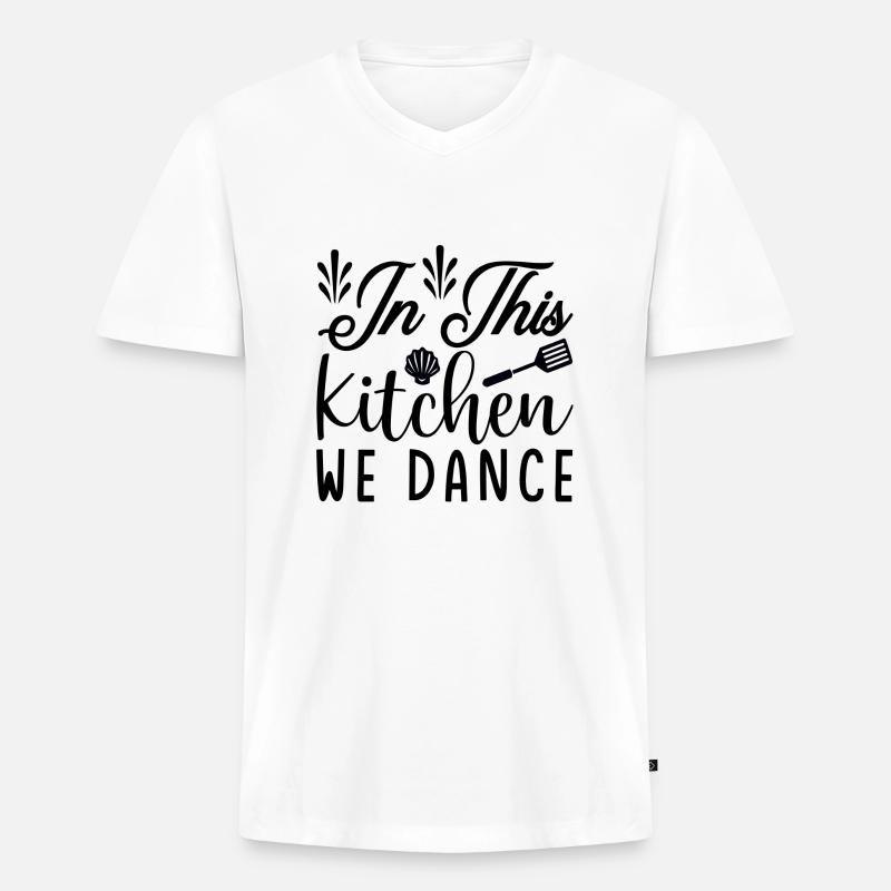 In this Kitchen we Dance - Männer Premium Bio T-Shirt mit V-Ausschnitt - Weiß