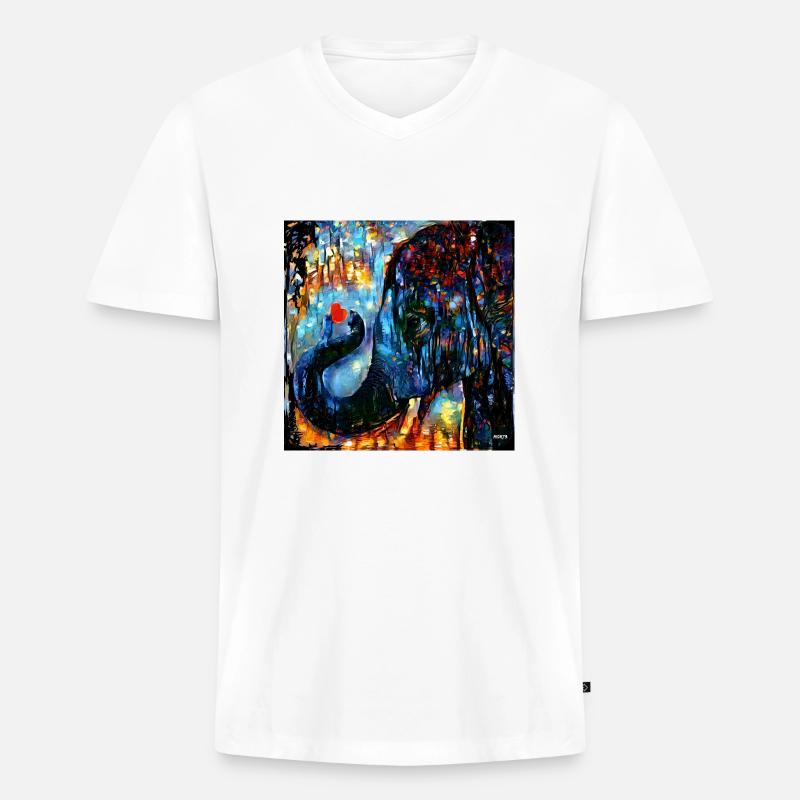 help_for_elephants_15 - Männer Premium Bio T-Shirt mit V-Ausschnitt - Weiß