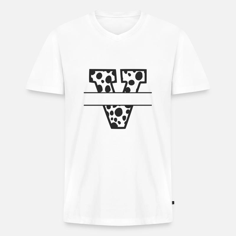 Letter V benutzerdefiniertes Kuhmuster - Männer Premium Bio T-Shirt mit V-Ausschnitt - Weiß