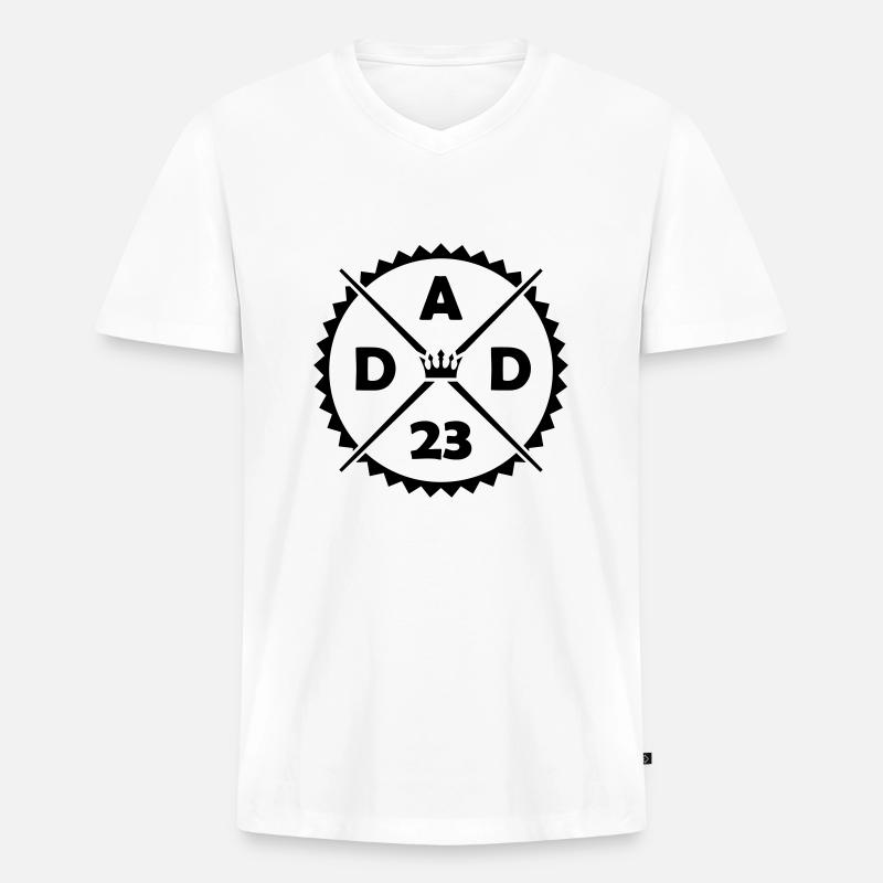 dad 23 - Männer Premium Bio T-Shirt mit V-Ausschnitt - Weiß