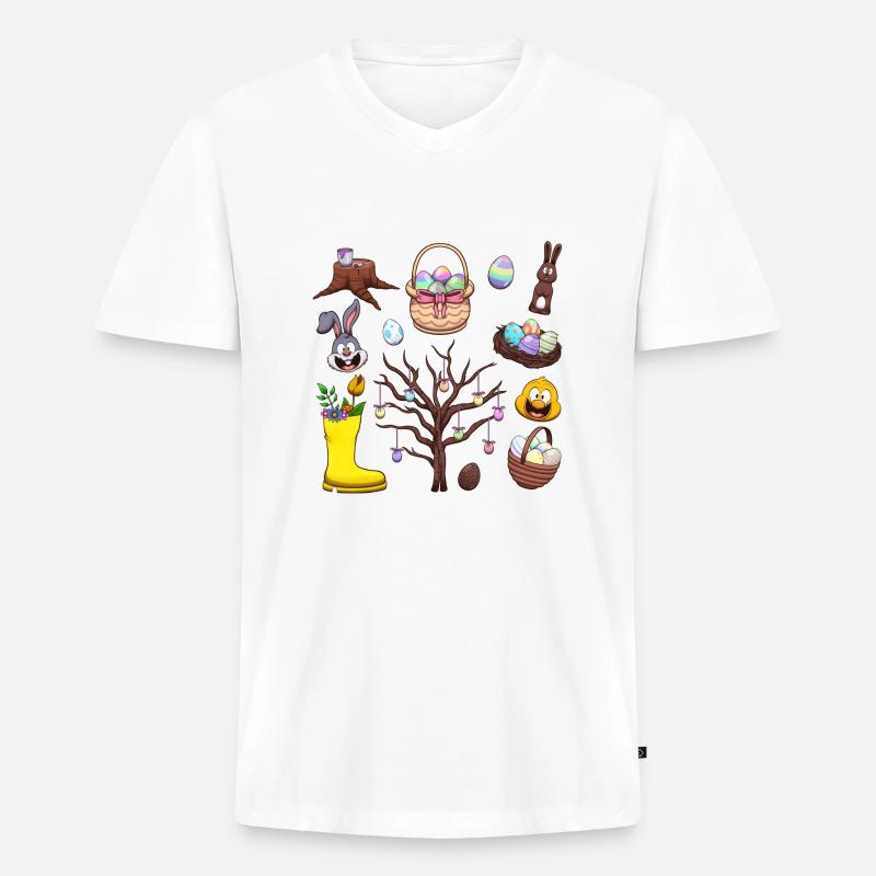 Oster-Elemente - Männer Premium Bio T-Shirt mit V-Ausschnitt - Weiß