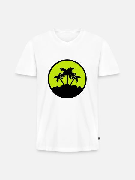 Palm Design - Men's Premium Organic T-shirt with V-neck - white