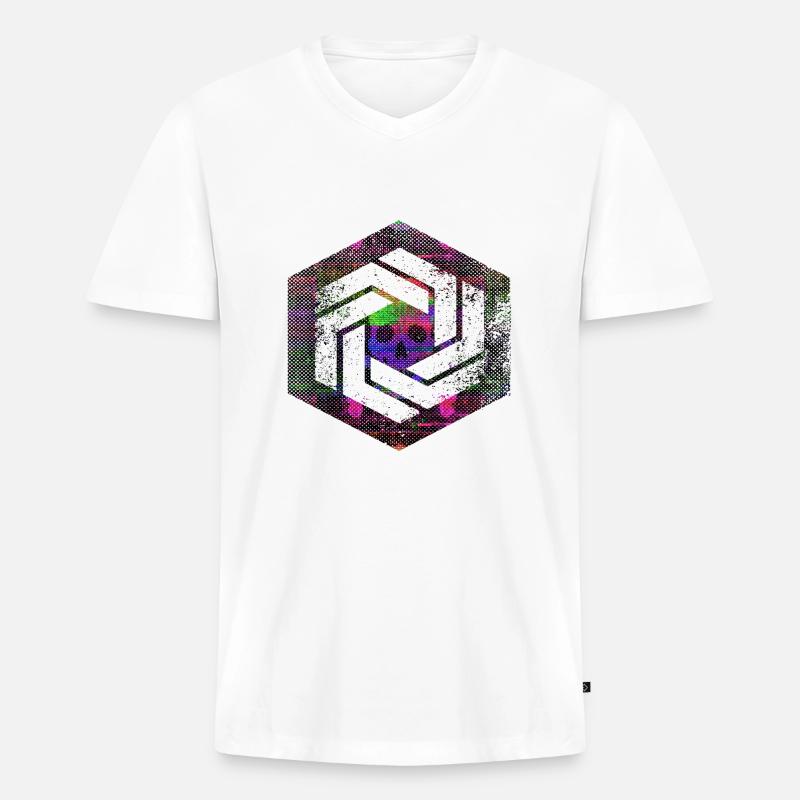 Hexagon-Programmierung Programmierer Codierung geometrisch - Männer Premium Bio T-Shirt mit V-Ausschnitt - Weiß