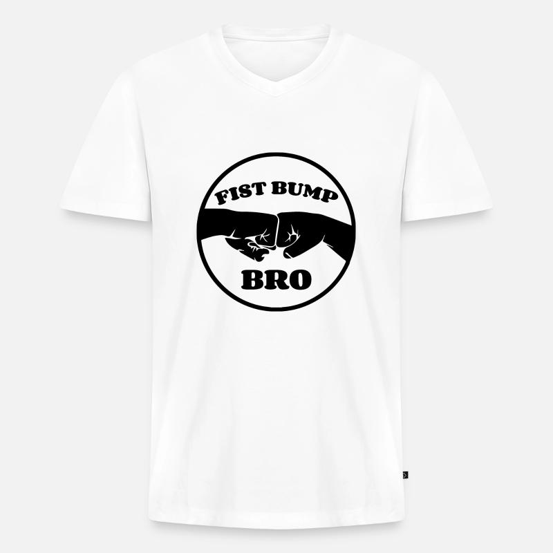Faust Bump Bro - Männer Premium Bio T-Shirt mit V-Ausschnitt - Weiß