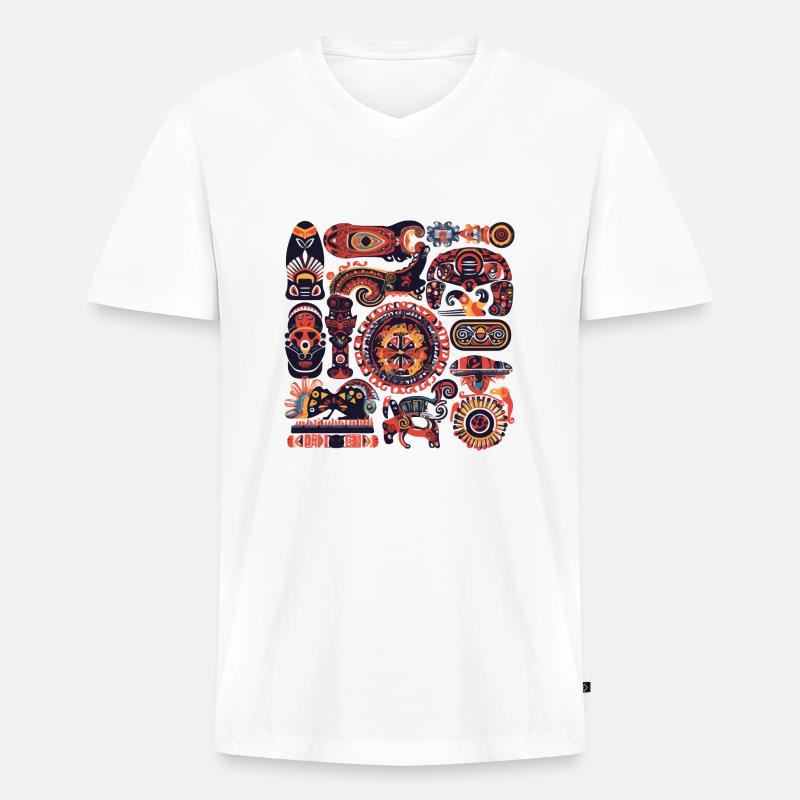 Afrikanische Folklore - Männer Premium Bio T-Shirt mit V-Ausschnitt - Weiß