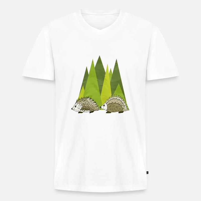 Igel - Männer Premium Bio T-Shirt mit V-Ausschnitt - Weiß