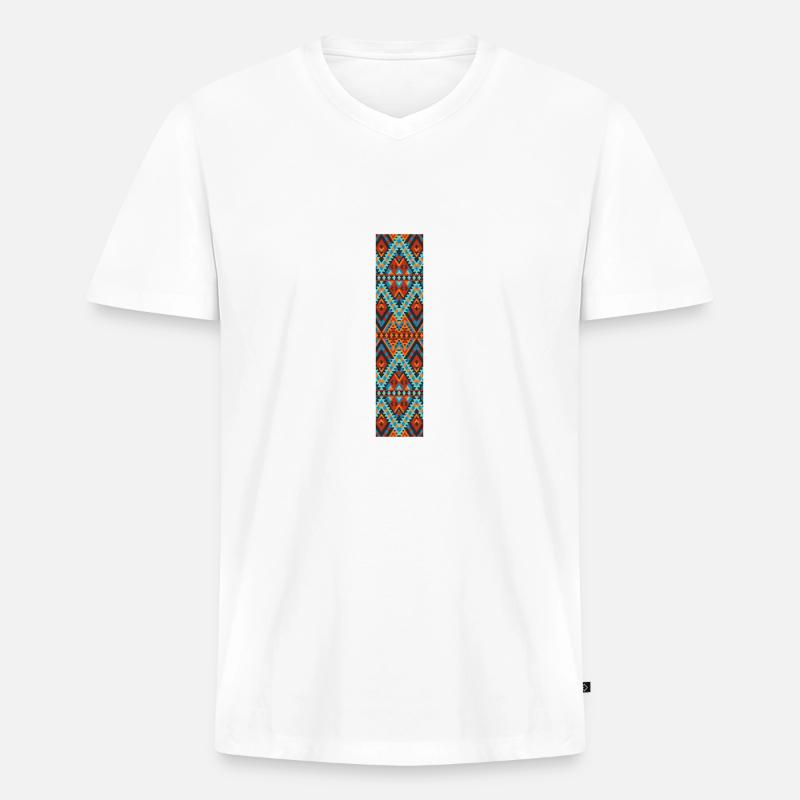 Buchstabe I- Boho-Design, buntes Monogramm - Männer Premium Bio T-Shirt mit V-Ausschnitt - Weiß