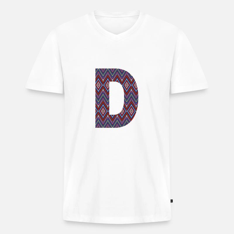Monogramm Buchstabe D - geometrisches Muster - Männer Premium Bio T-Shirt mit V-Ausschnitt - Weiß