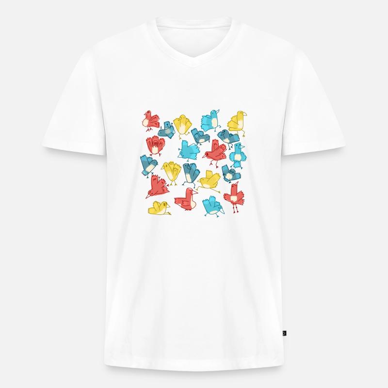 Vögel - Männer Premium Bio T-Shirt mit V-Ausschnitt - Weiß