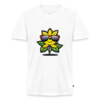 Cartoon Lemon - Men's Premium Organic T-shirt with V-neck - white - Front - Nico (187cm)
