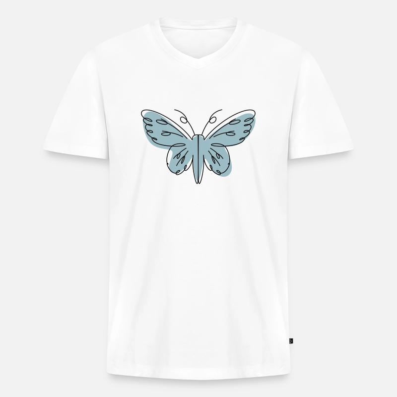 Abstraktes Design Schmetterling - Männer Premium Bio T-Shirt mit V-Ausschnitt - Weiß