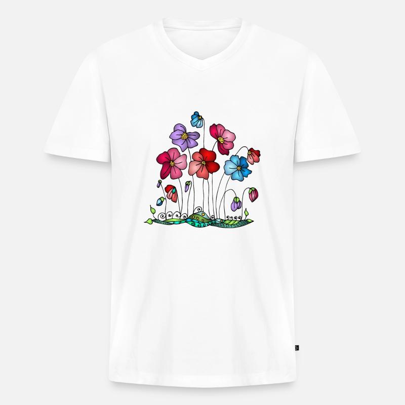 Blumen - Männer Premium Bio T-Shirt mit V-Ausschnitt - Weiß