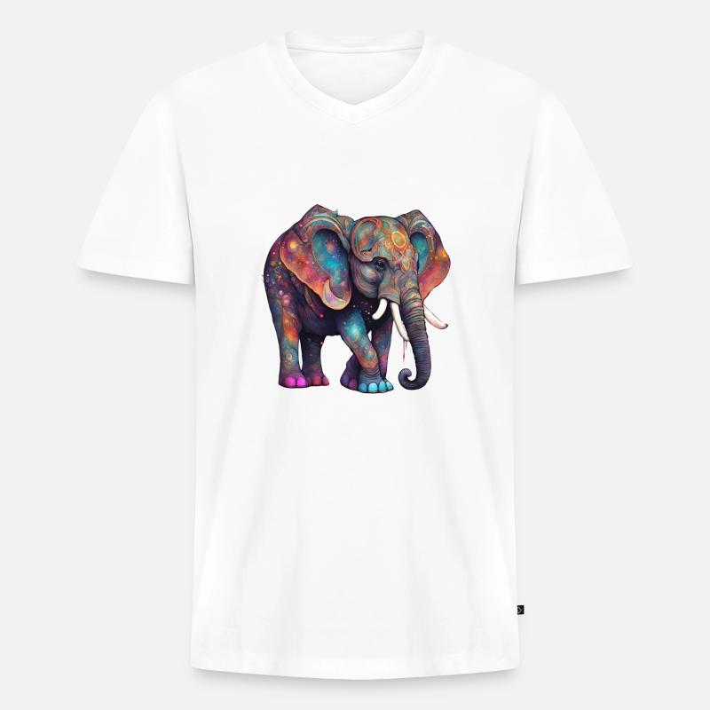 magic elephant - Männer Premium Bio T-Shirt mit V-Ausschnitt - Weiß