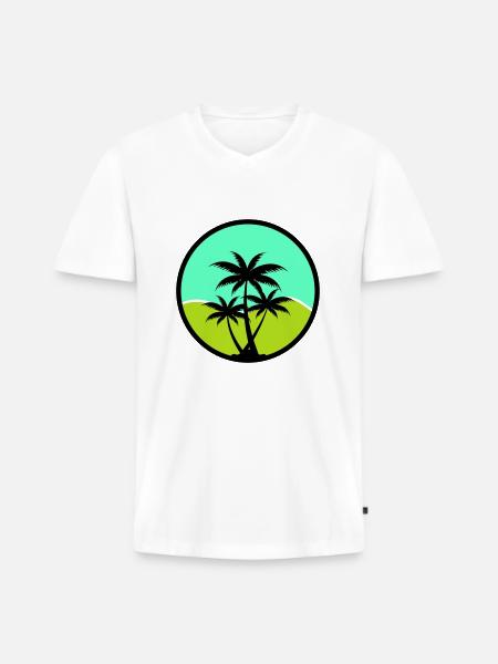 Palm trees - Men's Premium Organic T-shirt with V-neck - white