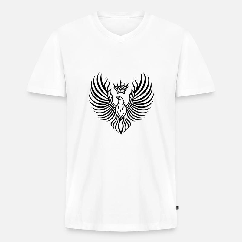 Phoenix mit schwebender Krone - Männer Premium Bio T-Shirt mit V-Ausschnitt - Weiß