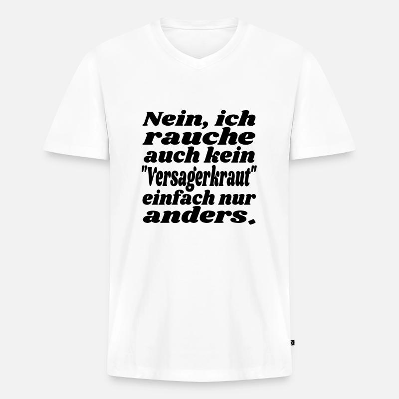 rauche auch kein - Männer Premium Bio T-Shirt mit V-Ausschnitt - Weiß