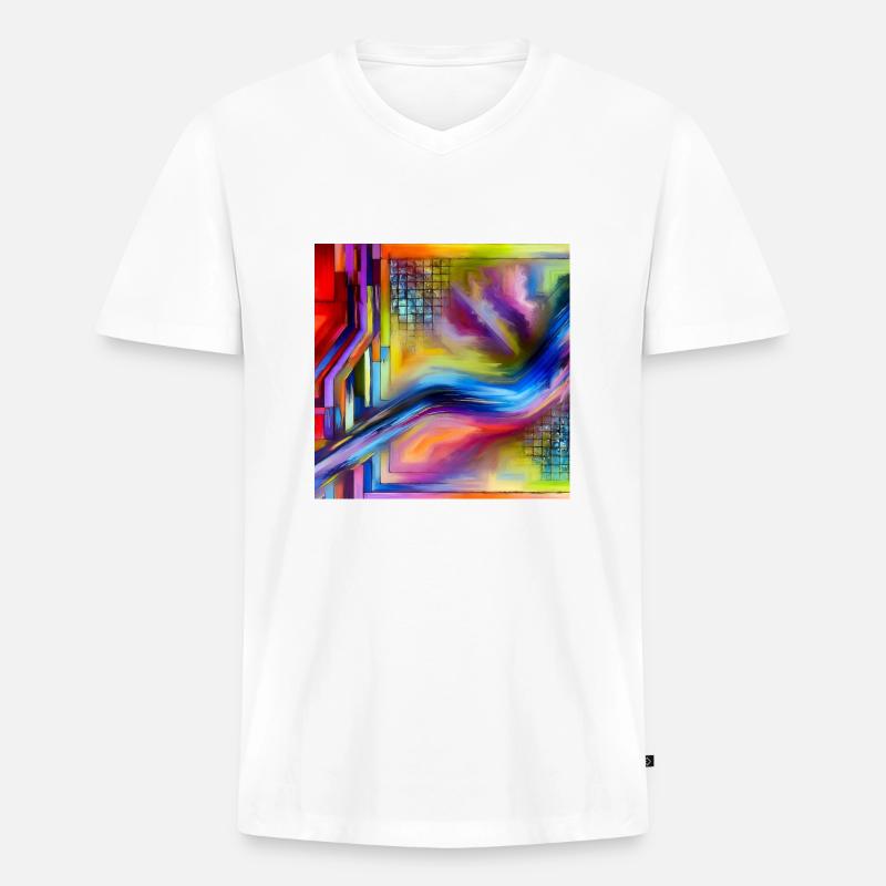 Abstrakte Energie - Abstraktes Gemälde - Männer Premium Bio T-Shirt mit V-Ausschnitt - Weiß