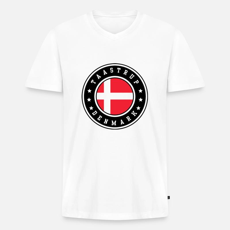 Taastrup Dänemark - Männer Premium Bio T-Shirt mit V-Ausschnitt - Weiß