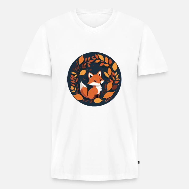 Fuchs im Herbst #7 - Männer Premium Bio T-Shirt mit V-Ausschnitt - Weiß
