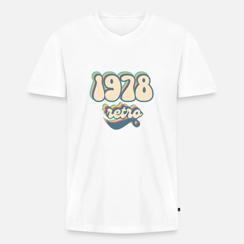 1978 Retro Geschenkidee - Männer Premium Bio T-Shirt mit V-Ausschnitt - Weiß