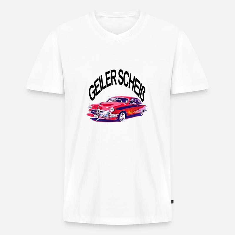Auto - Männer Premium Bio T-Shirt mit V-Ausschnitt - Weiß