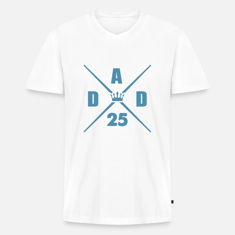 dad 25 papa - Männer Premium Bio T-Shirt mit V-Ausschnitt - Weiß