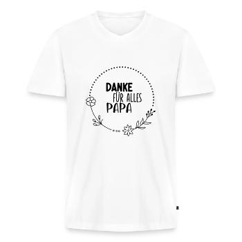 Papa Papi Vater Tochter Sohn Vatertag Männer Shirt - Männer Premium Bio T-Shirt mit V-Ausschnitt - Weiß - Vorne - Nico (187cm)