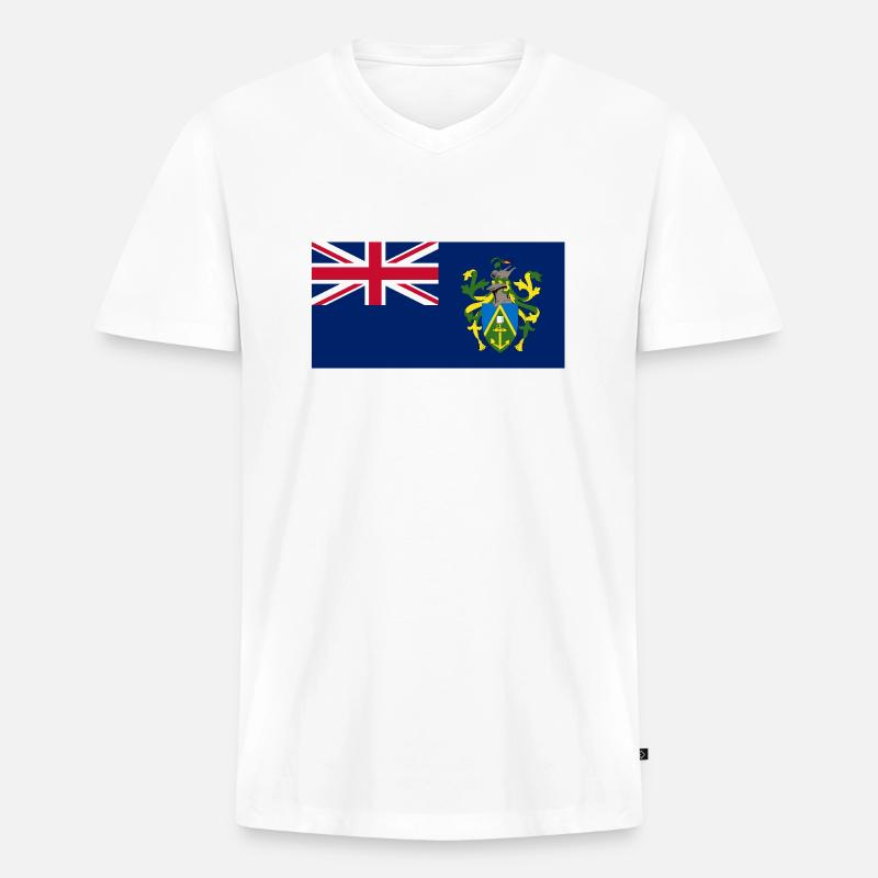 Pitcairninseln - Männer Premium Bio T-Shirt mit V-Ausschnitt - Weiß