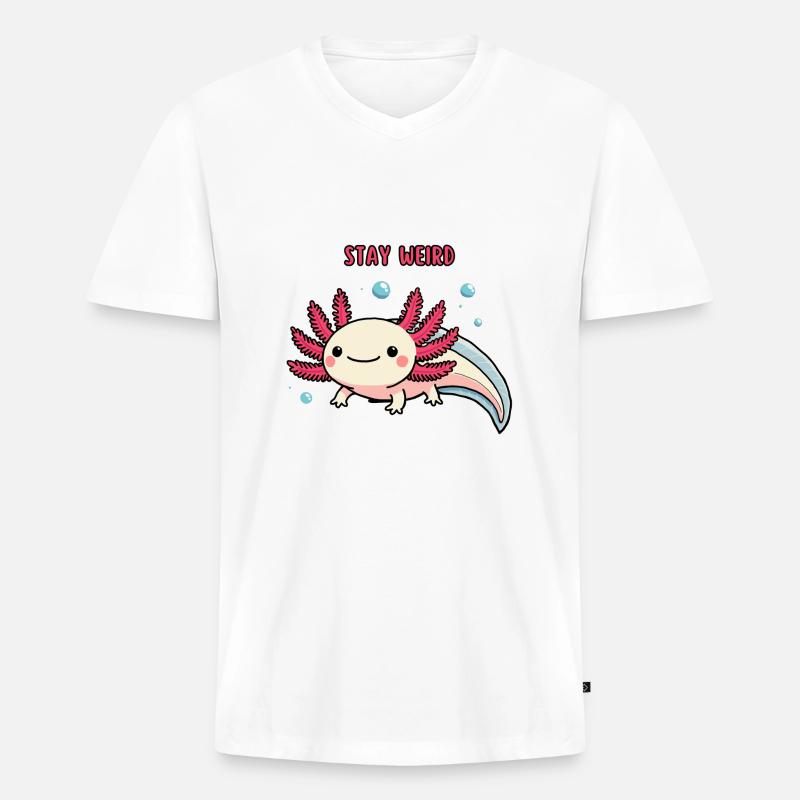 Weird Axolotl - bleib einfach du - Männer Premium Bio T-Shirt mit V-Ausschnitt - Weiß