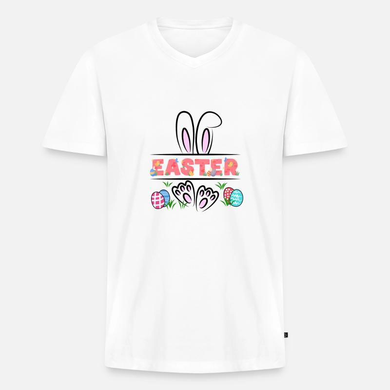 easter is here - Männer Premium Bio T-Shirt mit V-Ausschnitt - Weiß