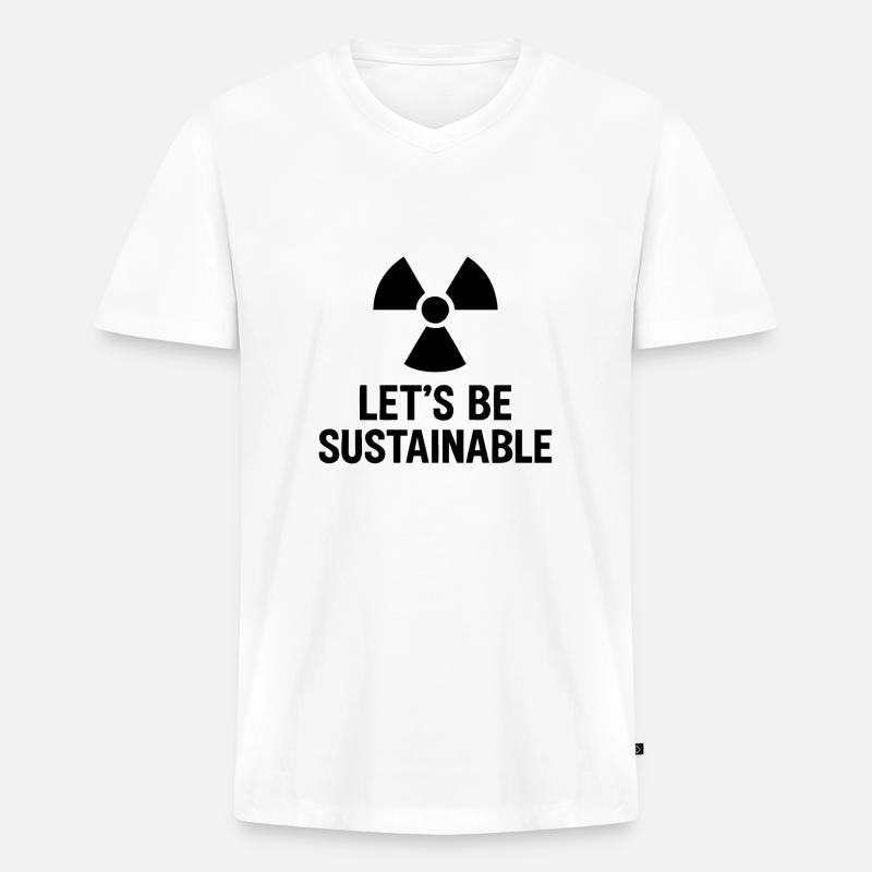 Let s be sustaibnable - Männer Premium Bio T-Shirt mit V-Ausschnitt - Weiß