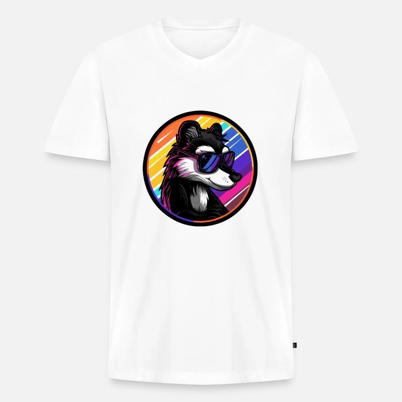 Stinktier Cool Comic - Männer Premium Bio T-Shirt mit V-Ausschnitt - Weiß