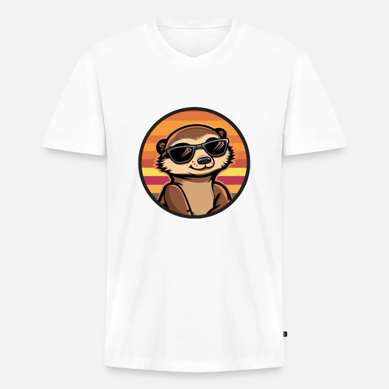 Erdmännchen Cool Comic - Männer Premium Bio T-Shirt mit V-Ausschnitt - Weiß
