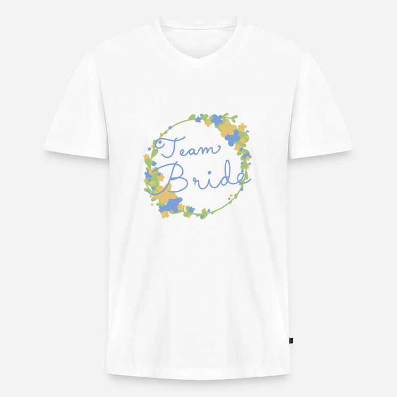 Team Bride /Team Braut - Männer Premium Bio T-Shirt mit V-Ausschnitt - Weiß