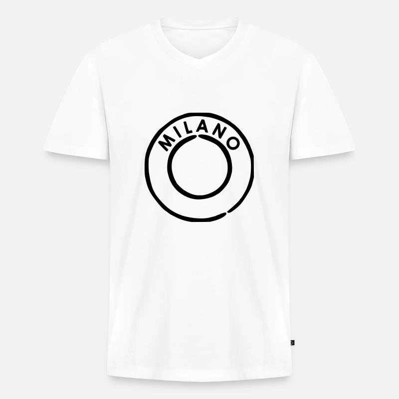 Milano - Mailand Poststempel - Männer Premium Bio T-Shirt mit V-Ausschnitt - Weiß