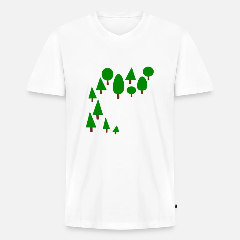 Wald - Männer Premium Bio T-Shirt mit V-Ausschnitt - Weiß