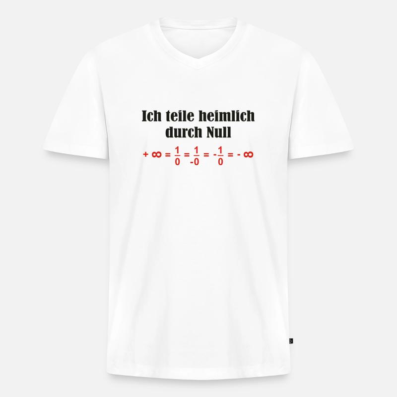 durch Null - Männer Premium Bio T-Shirt mit V-Ausschnitt - Weiß