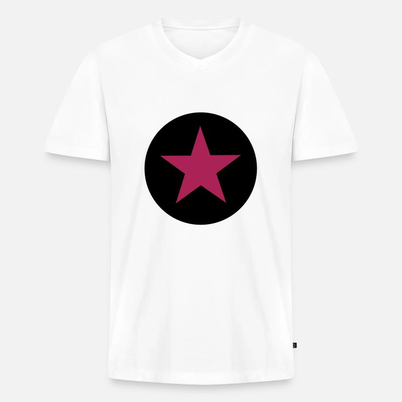 Stern - Männer Premium Bio T-Shirt mit V-Ausschnitt - Weiß