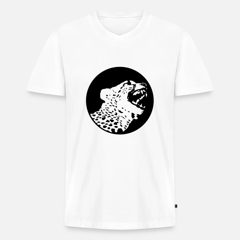 Leopard (1c) - Männer Premium Bio T-Shirt mit V-Ausschnitt - Weiß