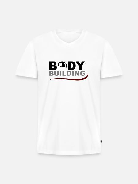 Bodybuilding - Männer Premium Bio T-Shirt mit V-Ausschnitt - Weiß